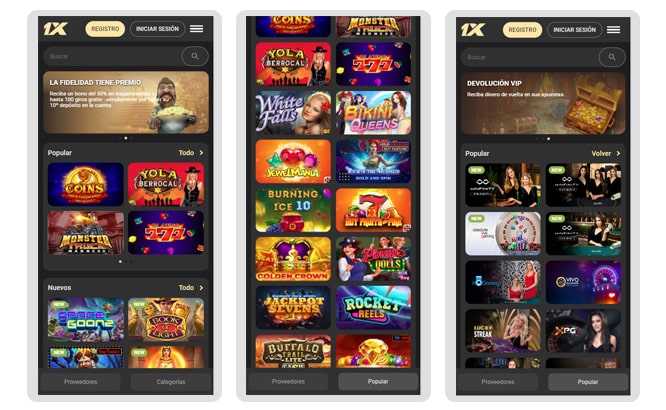 Aplicaci&oacute;n m&oacute;vil del casino 1xSlots