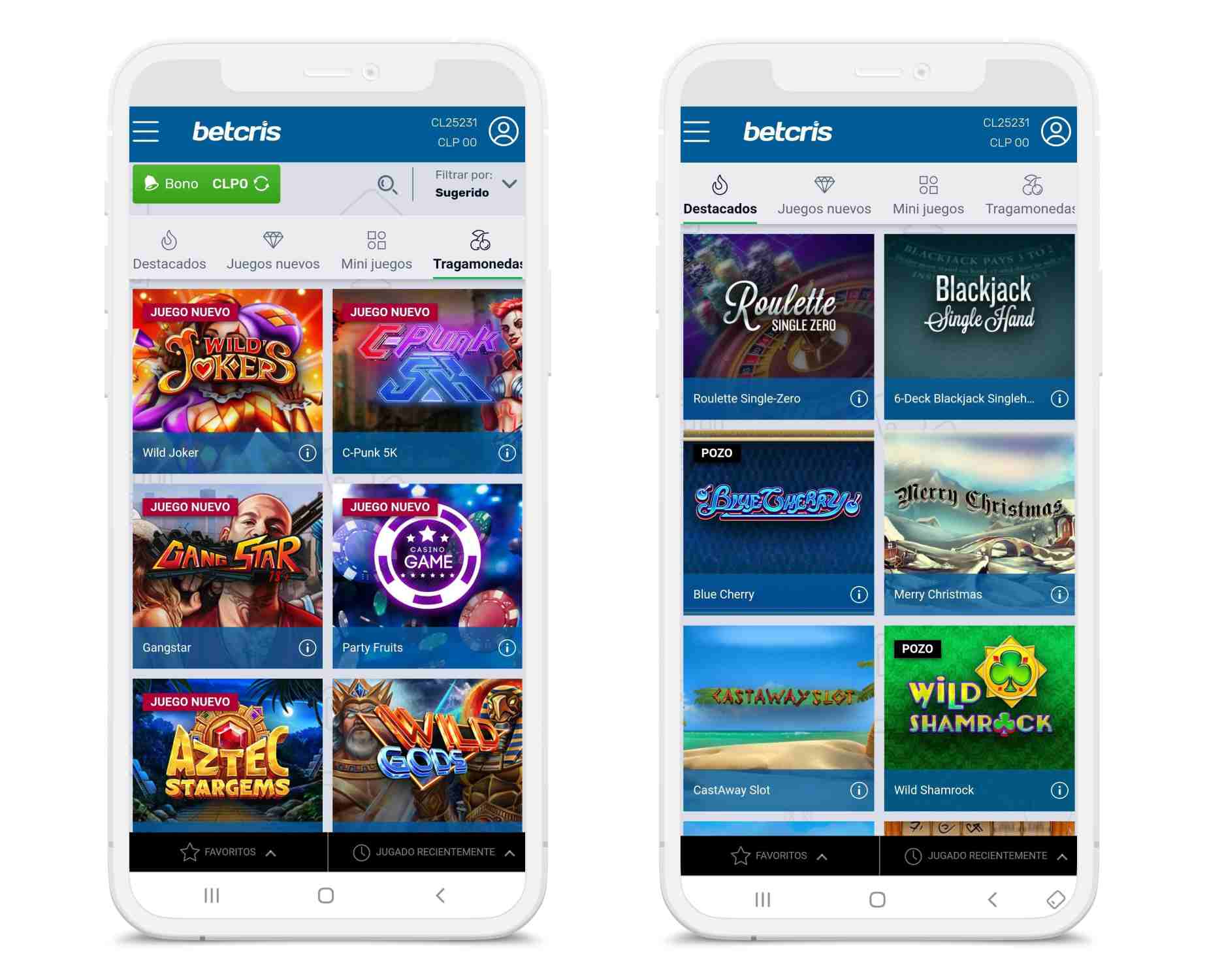 Aplicaci&oacute;n m&oacute;vil del casino Betcris