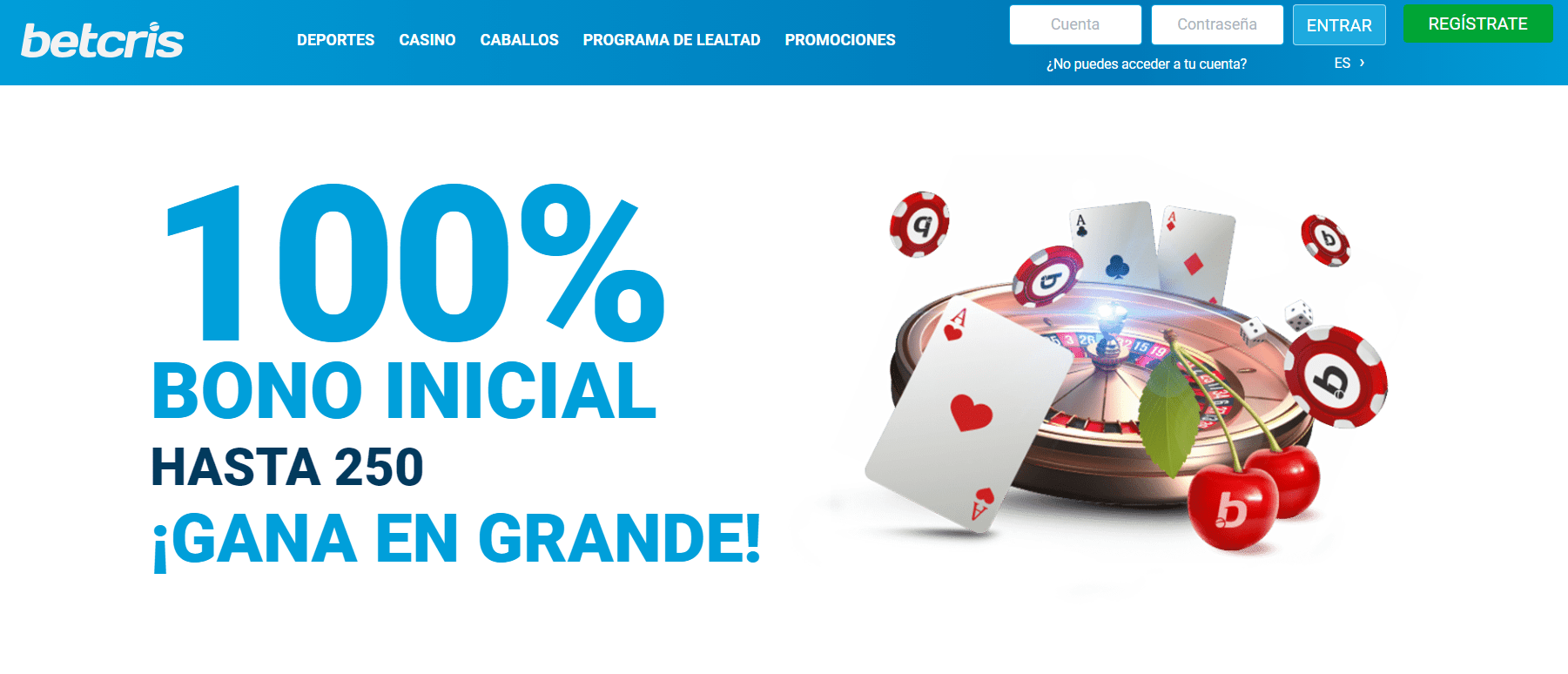Bono de bienvenida Betcris casino