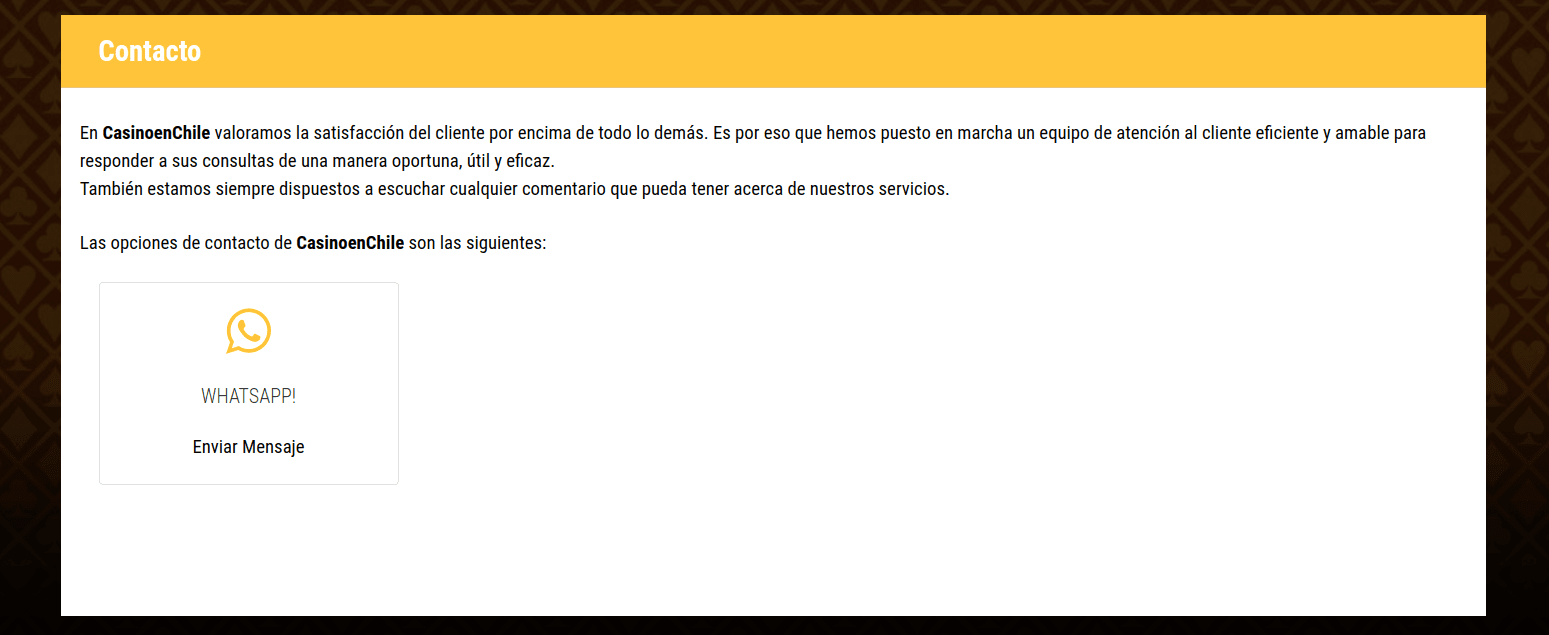 Servicio de Atenci&oacute;n de CasinoenChile