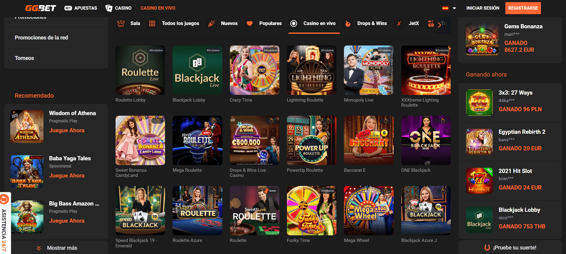 Casino en vivo GGBet