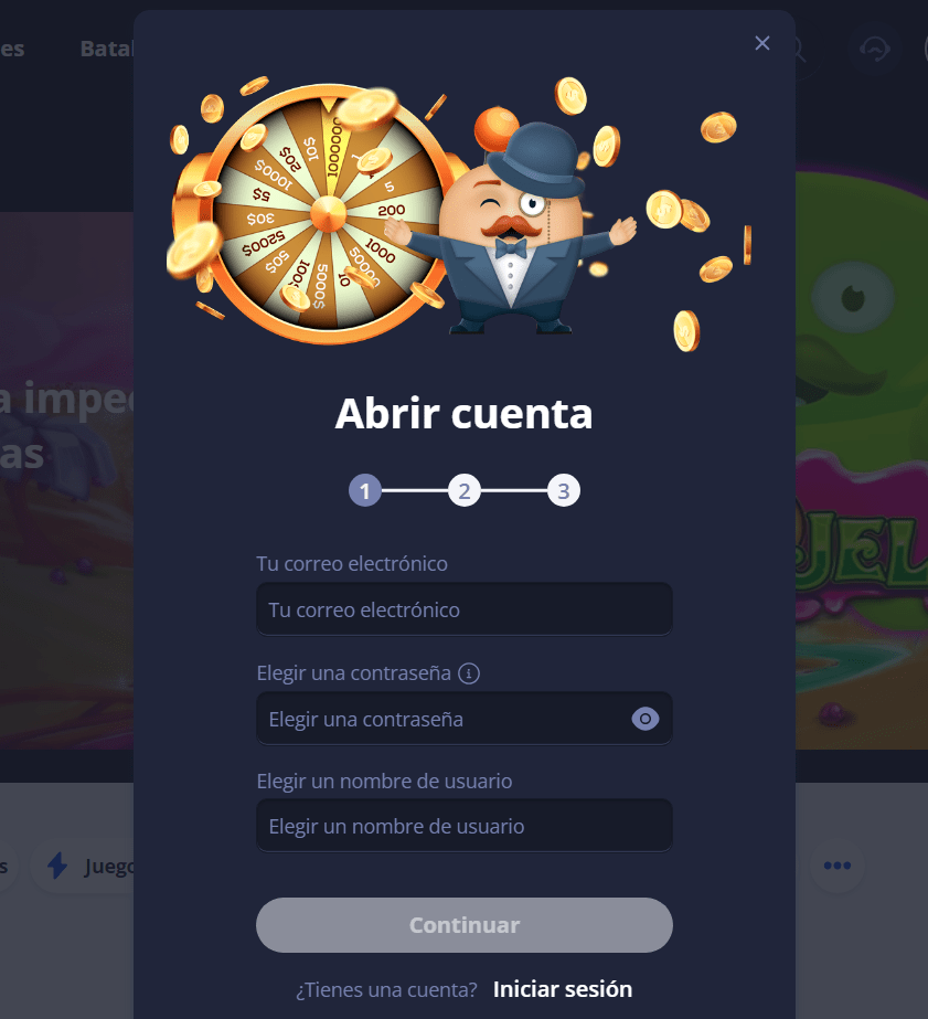 Inscripci&oacute;n en Mr Bet casino