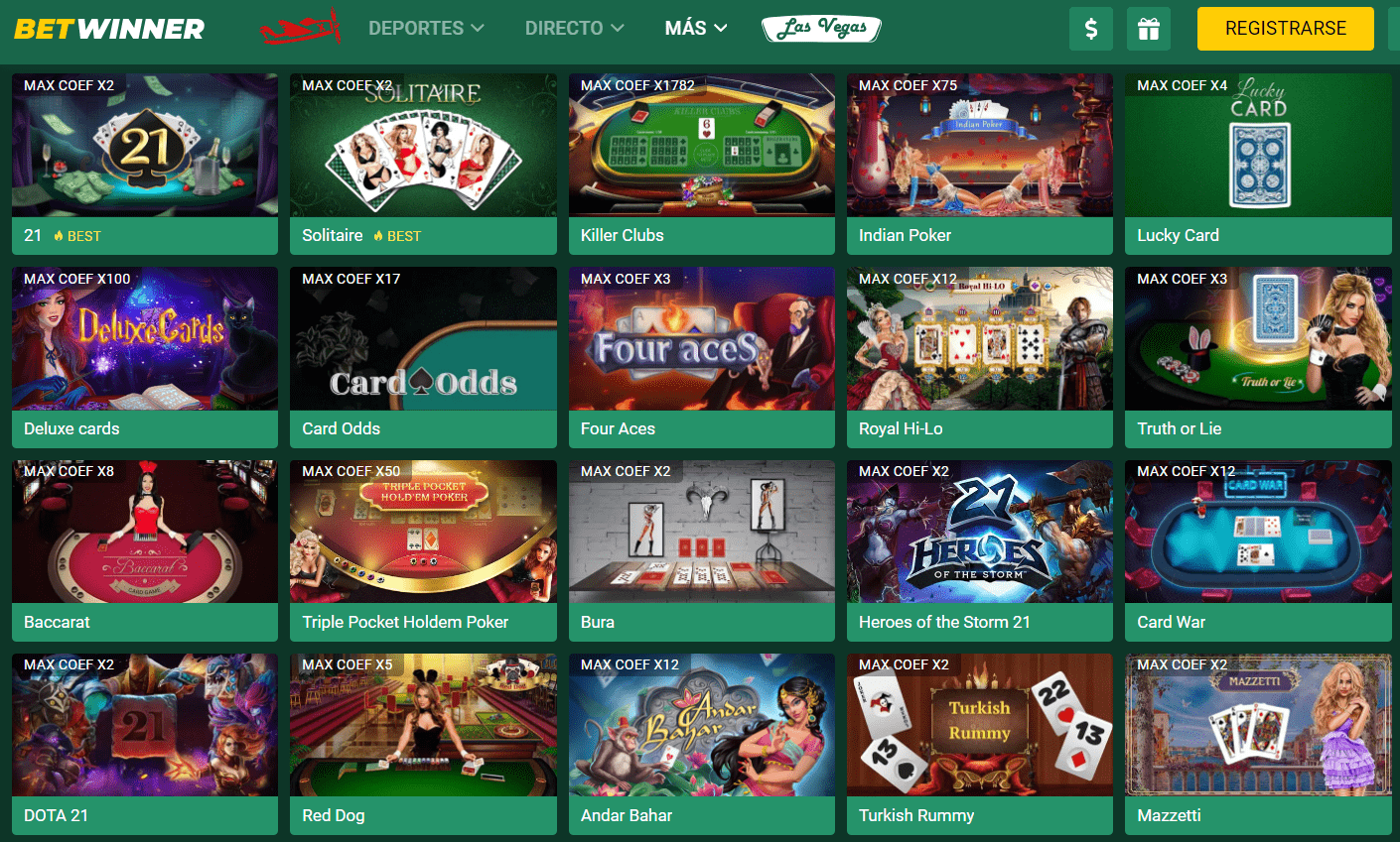 Juegos de mesa de Betwinner casino