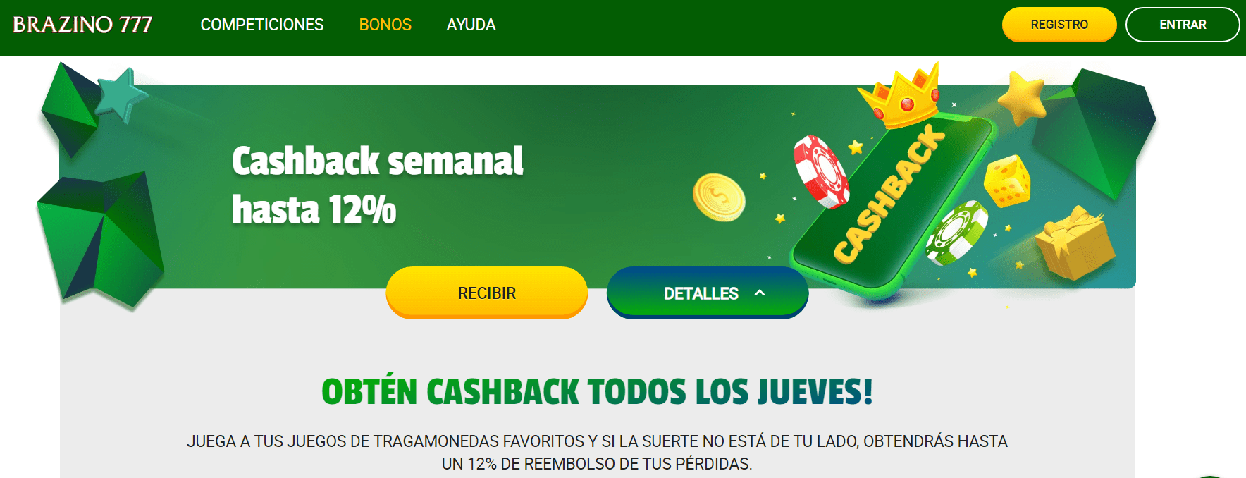 Cashback casino Brazino777