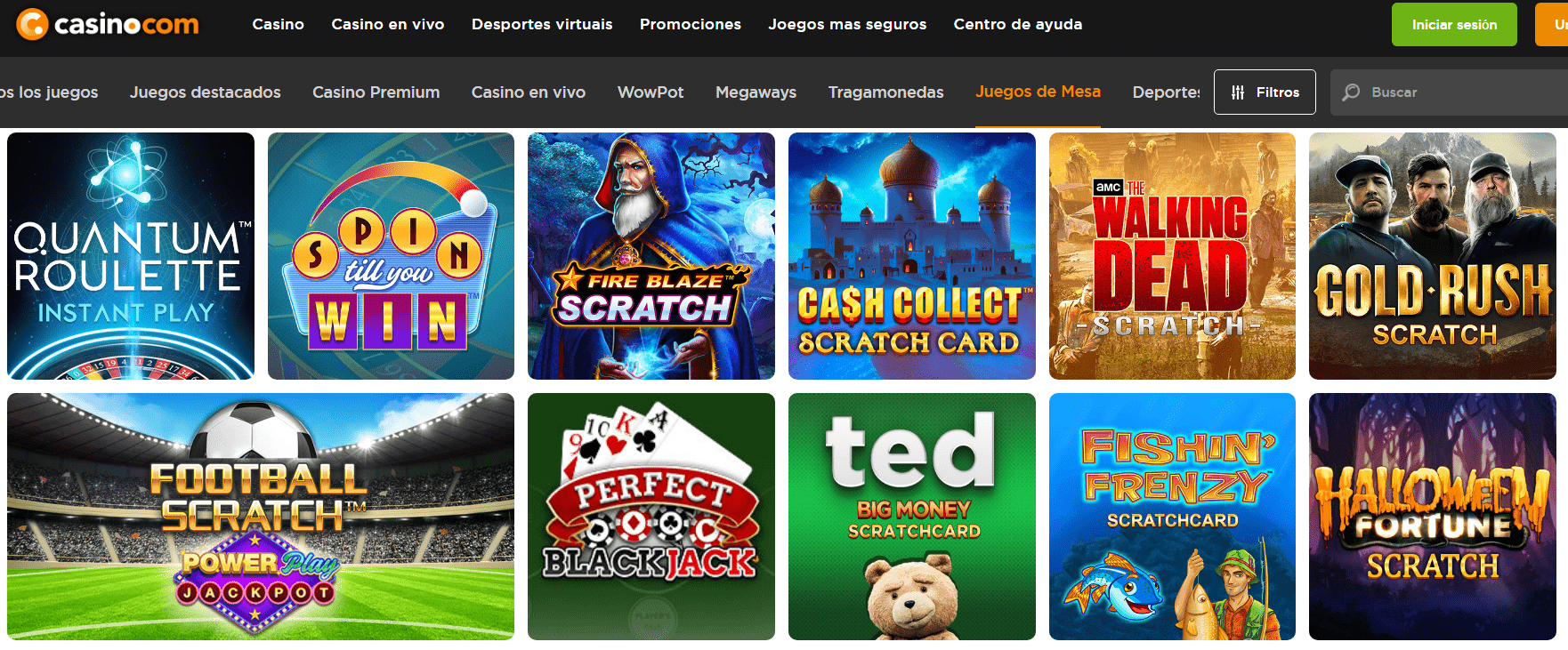Juegos de mesa en Casino.com