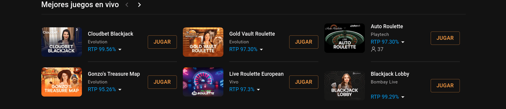 Cloudbet casino en vivo