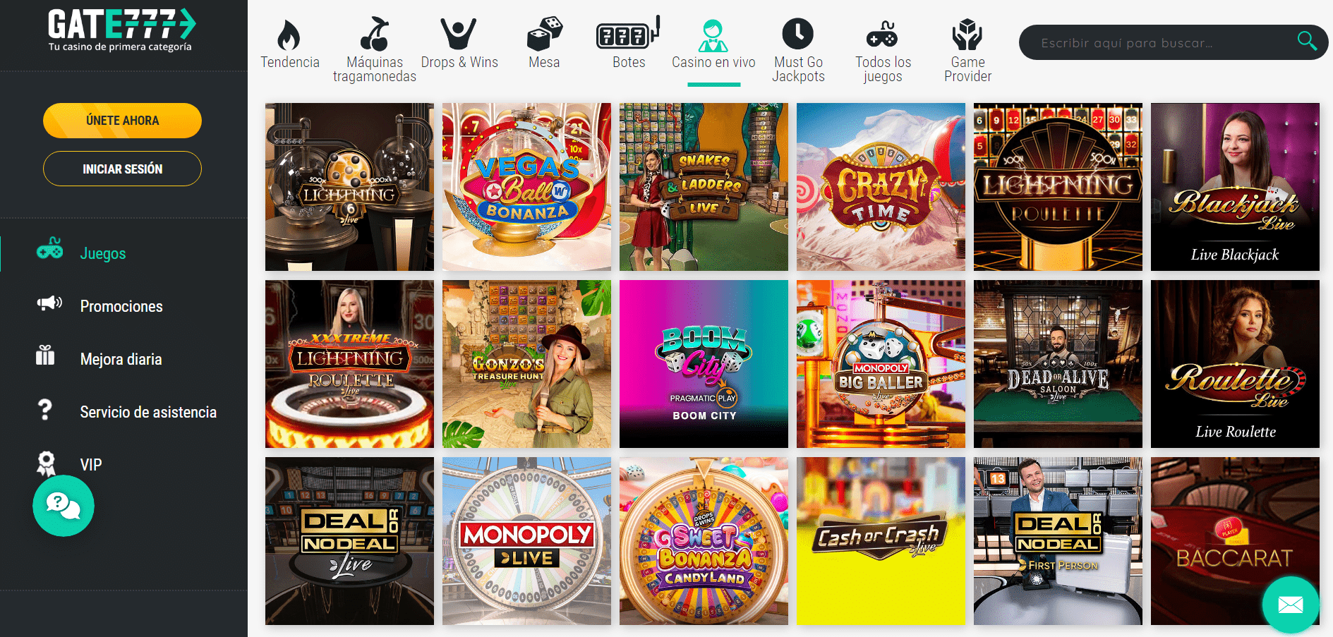 Gate777 casino en vivo