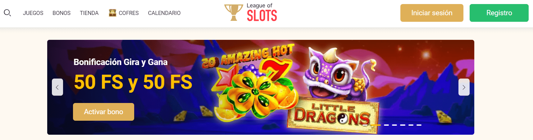 Bono sin dep&oacute;sito de League of Slots casino