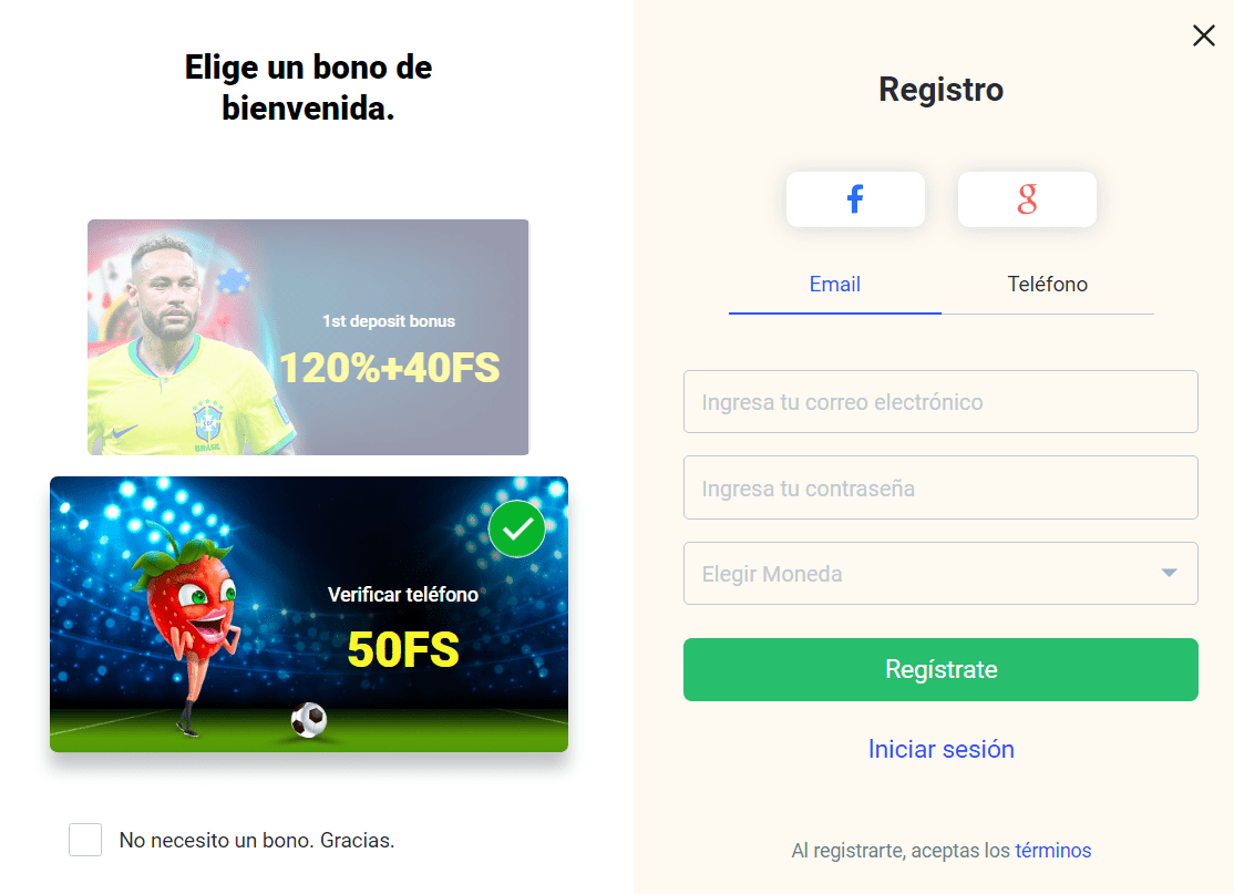 Registro en League of Slots casino