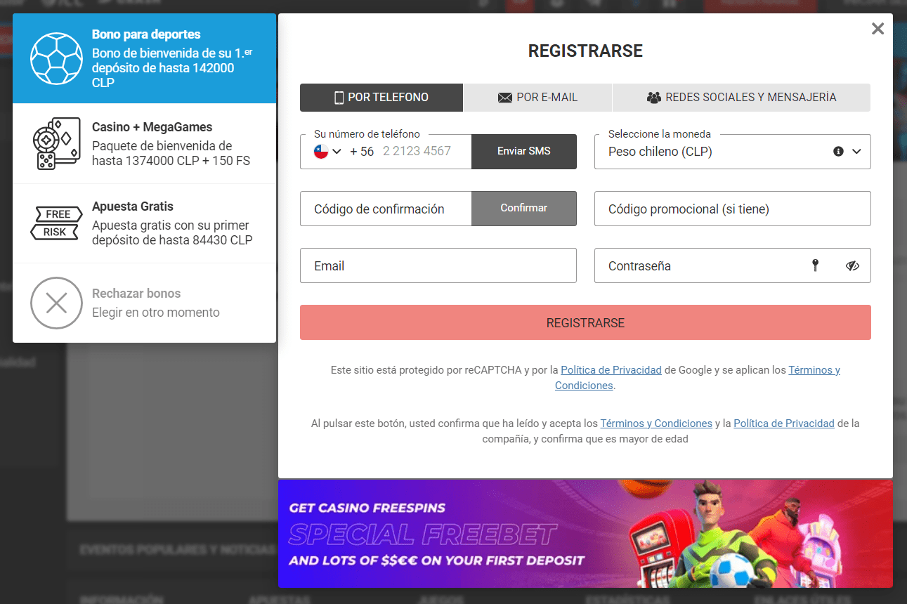 Reg&iacute;strese en Megapari casino