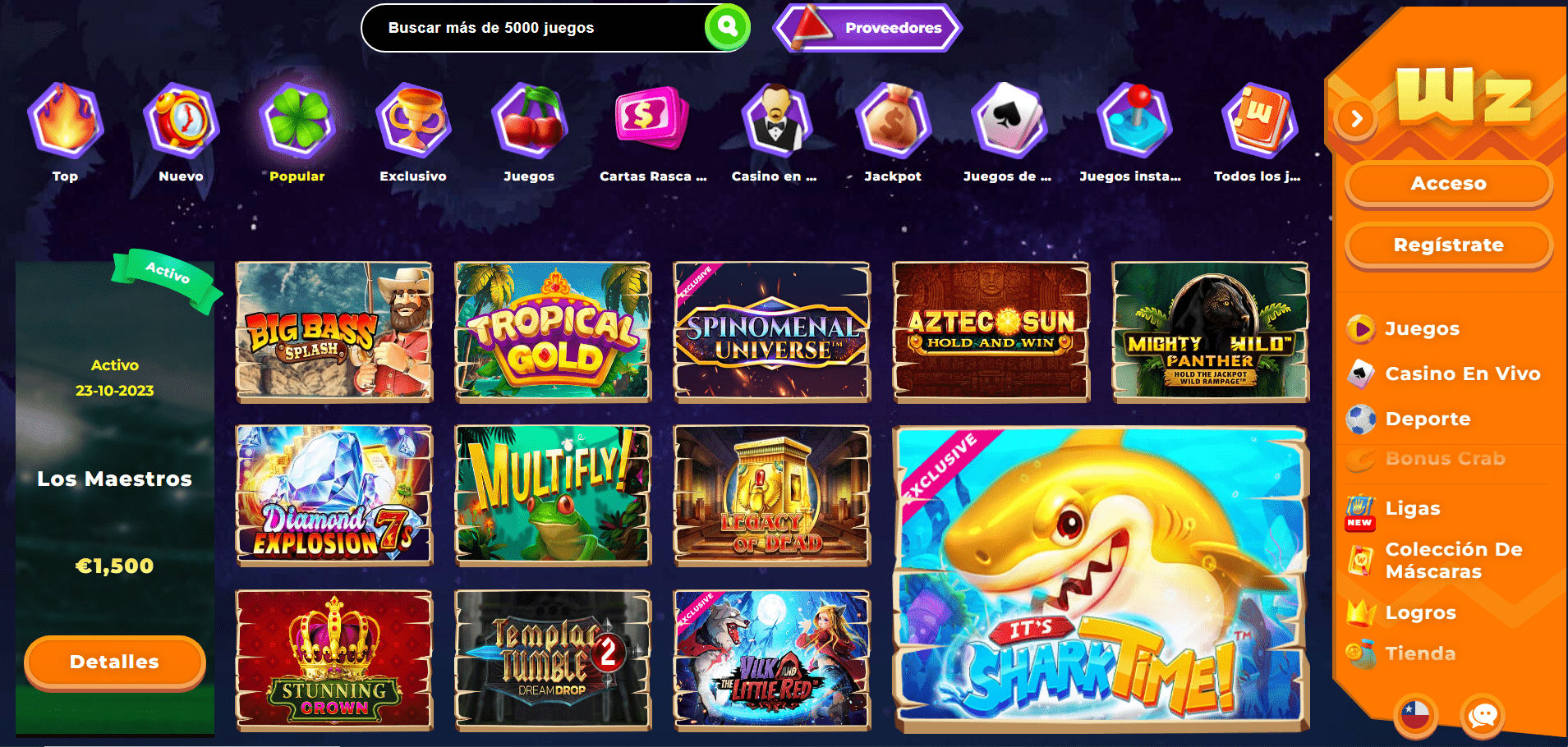 Tragamonedas del casino Wazamba