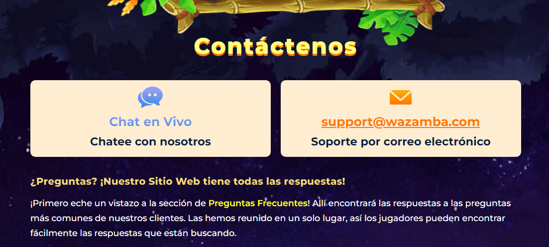 Soporte del casino Wazamba