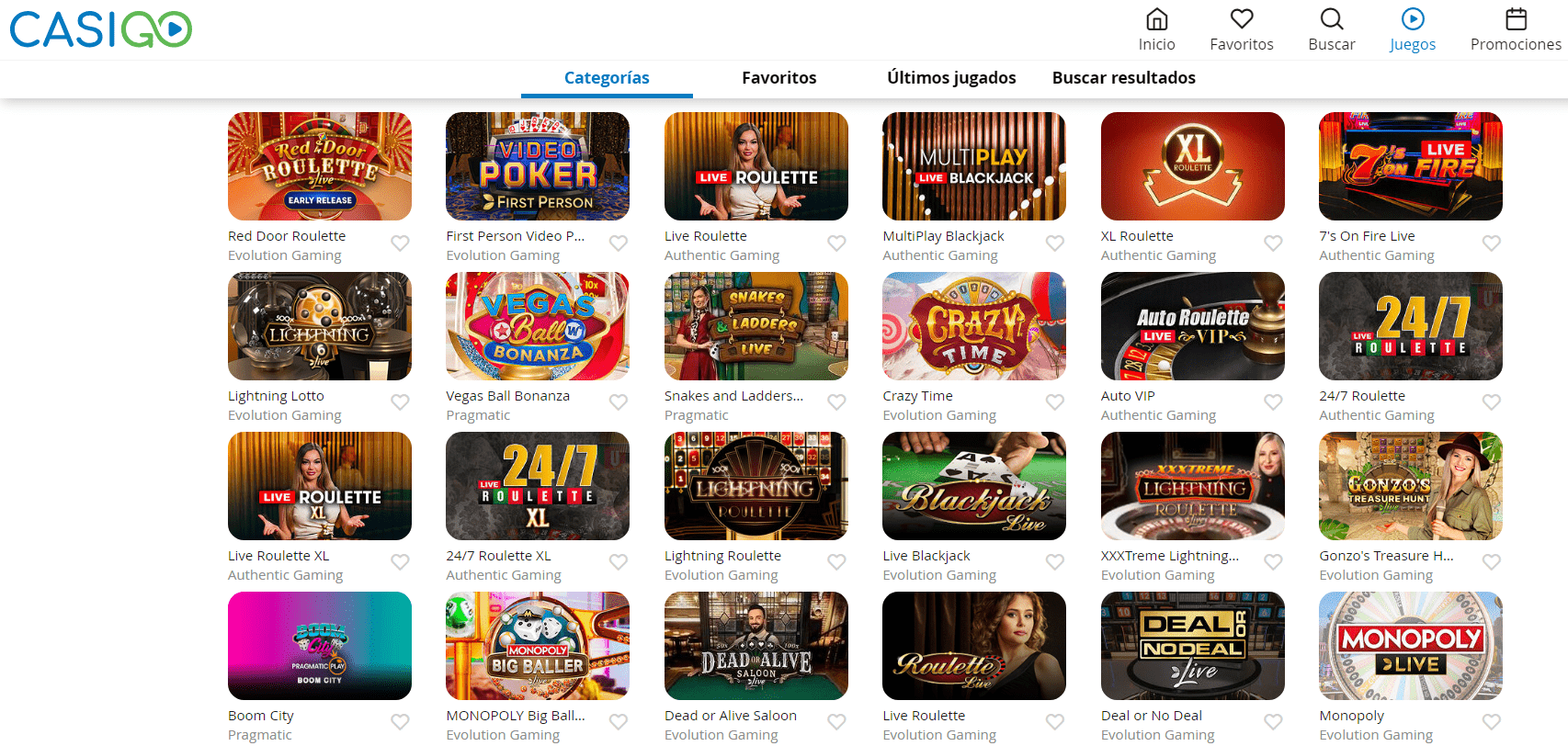 Casino en vivo CasiGo