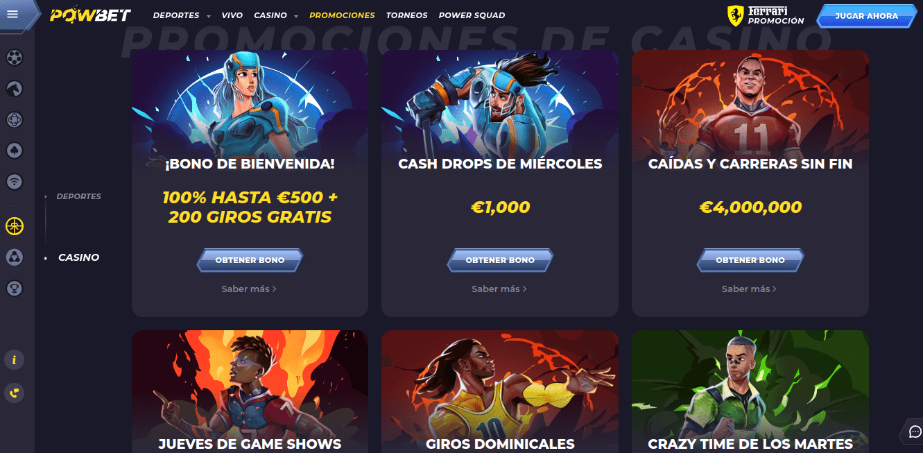 Bonos y promociones de Powbet