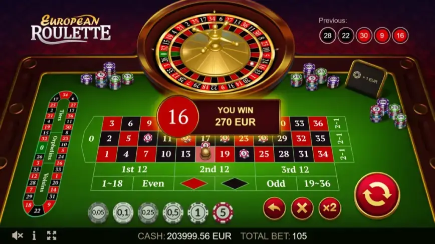 Ruleta europea en l&iacute;nea