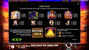 S&iacute;mbolos en Mustang Gold